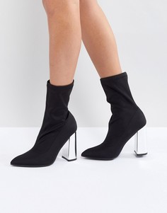 Ботильоны на каблуке цвета металлик Public Desire Wayward - Черный