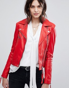 Кожаная куртка с асимметричной молнией Lab - Красный