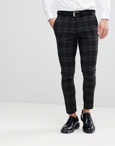 Брюки зауженного кроя в клетку Only & Sons - Черный
