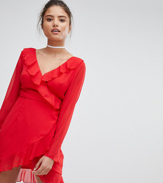 Шифоновое платье с оборками PrettyLittleThing - Красный