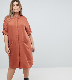 Платье-рубашка с короткими рукавами ASOS CURVE - Коричневый