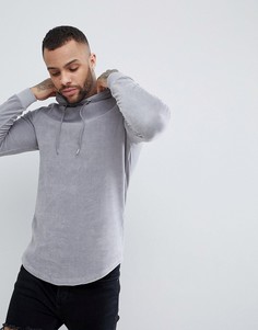 Велюровый облегающий худи серого цвета с асимметричным краем ASOS - Серый