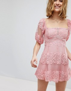 Кружевное платье мини Free People Be Your Baby - Розовый