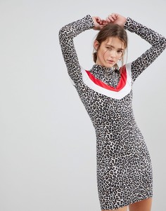Платье с леопардовым принтом и длинными рукавами Daisy Street - Мульти