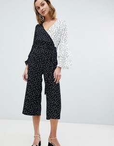 Комбинезон в горошек с оборками на рукавах River Island - Мульти