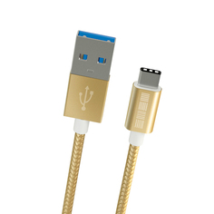 Кабель USB Type-C InterStep TypeC-USB A USB3.0 Nylon Gold 2m TypeC-USB A USB3.0 Nylon Gold 2m