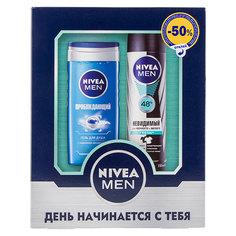 Набор подарочный мужской `NIVEA` ПРОБУЖДАЮЩАЯ СВЕЖЕСТЬ (гель для душа 250 мл, део-спрей 150 мл)