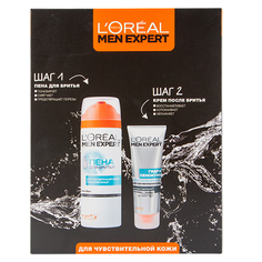 Набор подарочный мужской `LOREAL` `MEN EXPERT` (пена для бритья 200 мл, крем после бритья 75 мл)