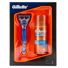 Набор подарочный мужской `GILLETTE` `FUSION` (бритва с 1 сменной кассетой, гель для бритья 75 мл)
