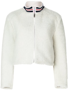 Funnel Neck Zip Up Jacket In Dyed Shearling Thom Browne