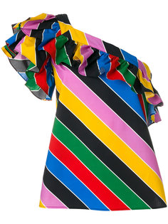блузка на одно плечо с оборками в полоску  Philosophy Di Lorenzo Serafini
