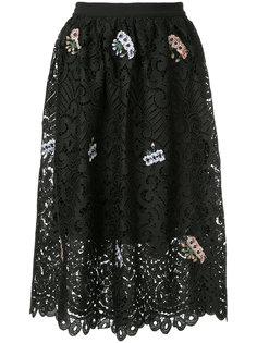 кружевная многослойная юбка с цветочной вышивкой  Markus Lupfer