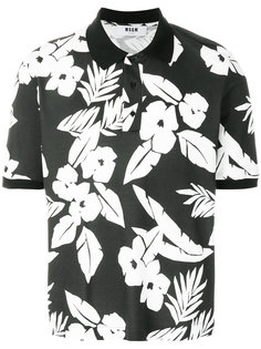 футболка-поло с цветочным принтом  MSGM