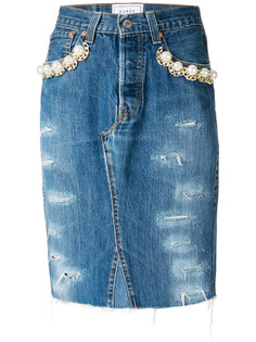 декорированная джинсовая юбка  Forte Couture