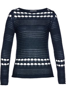 Пуловер ажурный (темно-синий) Bonprix