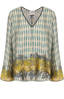 Шелковая блуза свободного кроя с принтом Forte_forte