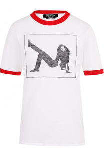 Хлопковая футболка с контрастным принтом CALVIN KLEIN 205W39NYC