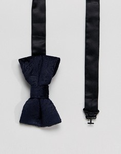 Бархатный галстук-бабочка с узором пейсли Moss London - Темно-синий