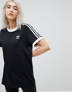 Черная футболка с тремя полосками adidas Originals adicolor - Черный
