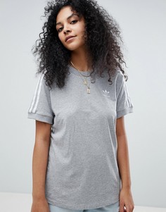 Серая футболка с тремя полосками adidas Originals adicolor - Серый
