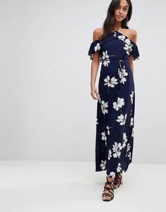 Платье макси с цветочным принтом AX Paris - Темно-синий