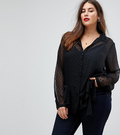 Блузка в горошек добби ASOS CURVE - Черный
