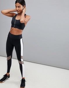 Черные леггинсы колор блок Reebok Training - Черный