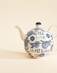Заварочный чайник и кружка с синим цветочным принтом Sass & Belle - Мульти