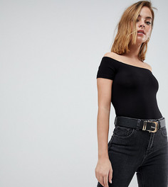 Боди с открытыми плечами и короткими рукавами ASOS PETITE - Черный