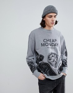 Свитшот с логотипом Cheap Monday Fallen Skull - Серый