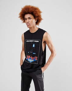 Удлиненная футболка без рукавов с заниженными проймами ASOS Star Wars - Черный