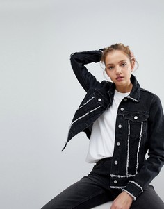 Джинсовая куртка с необработанным краем Weekday - Черный