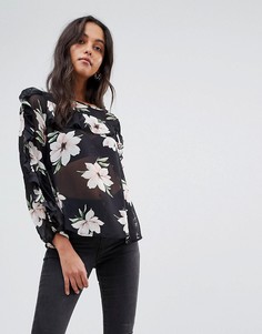 Блузка с цветочным принтом AX Paris - Черный