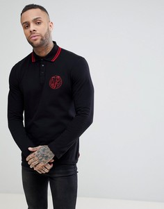 Черная футболка-поло с вышитым логотипом Versace Jeans - Черный