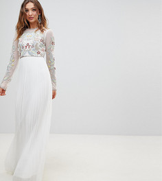 Платье макси с плиссированной юбкой и 3D-аппликацией Frock And Frill Premium - Белый