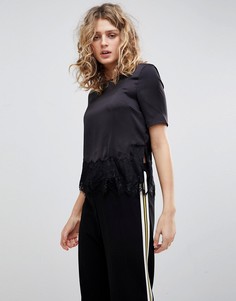 Топ с кружевной отделкой Monki - Черный