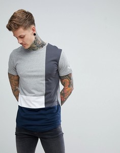 Длинная футболка колор блок Jack & Jones Originals - Серый