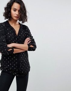 Рубашка с отделкой в виде звезд цвета металлик AllSaints - Черный