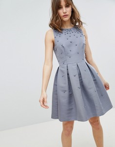 Приталенное платье с искусственным жемчугом Ted Baker - Серый