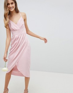 Драпированное платье миди Ted Baker - Розовый