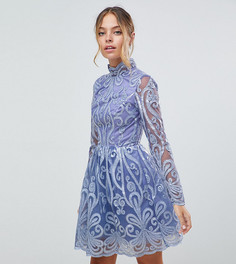 Платье мини с кружевной вставкой сзади Chi Chi London Petite - Фиолетовый