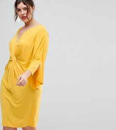 Платье с глубоким вырезом и кольцом River Island Plus - Желтый