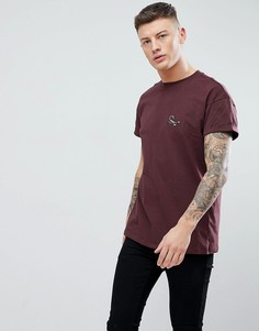 Бордовая футболка с вышивкой скорпиона New Look - Красный