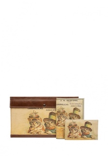 Комплект визитница и обложки для документов 2 шт. Eshemoda Ретро коты