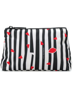 косметичка в полоску с принтом губ Lulu Guinness