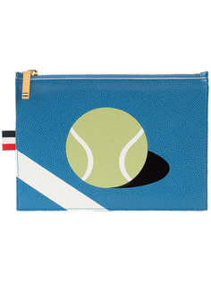 Large Coin Purse (20x15 Cm) With Tennis Ball Intarsia In Pebble Grain & Calf Leather Thom Browne