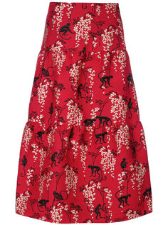 расклешенная юбка миди с вышивкой  Red Valentino