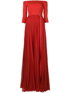платье плиссе с открытыми плечами  Alexander McQueen