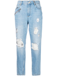 джинсы бойфренды с рваными деталями Versace Jeans