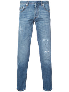 прямые джинсы с рваными деталями Dior Homme